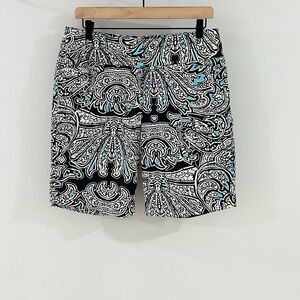 Madison Women’s Black & Teal 10” Paisley Shorts Size 8
